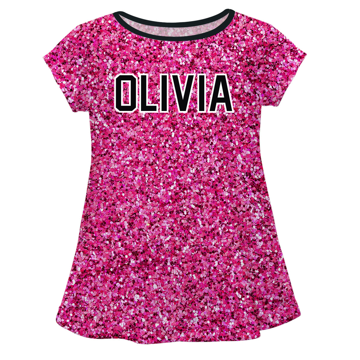 Black Name Glitter Pink Laurie Top
