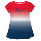Personalized Name Red and Navy Degrade Short Sleeve Laurie Top