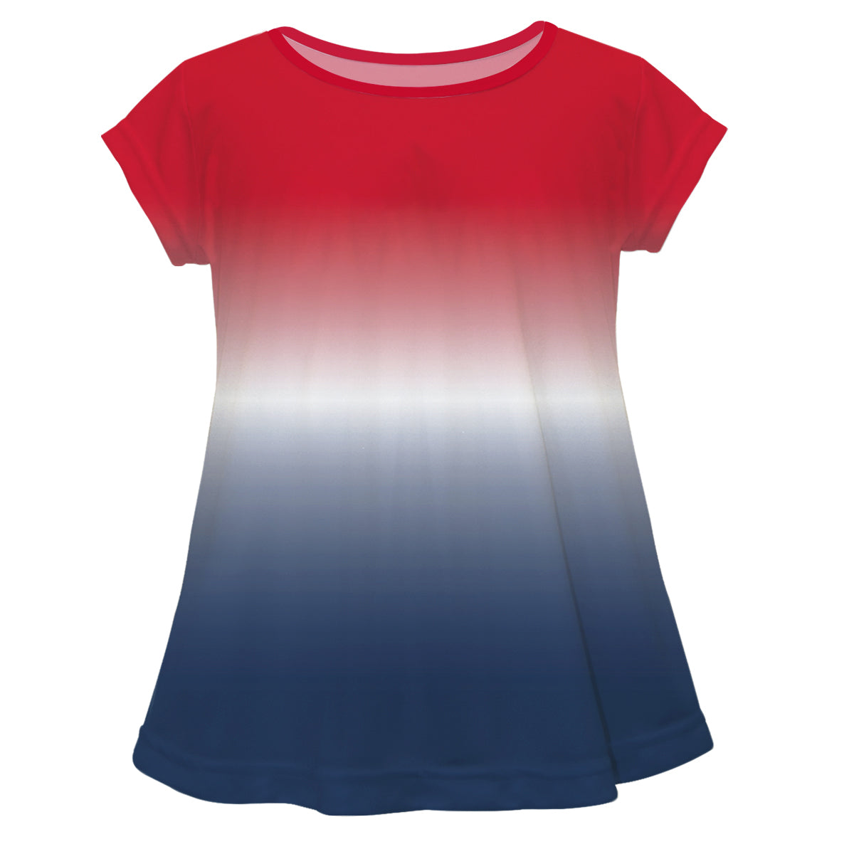 Personalized Name Red and Navy Degrade Short Sleeve Laurie Top - Wimziy&Co.