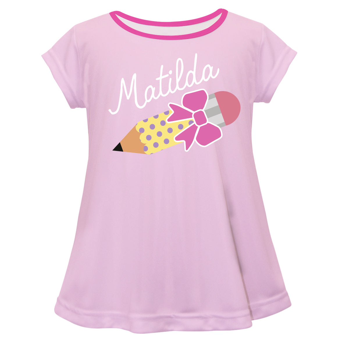 Pencil And Bow Name Pink Short Sleeve Laurie Top