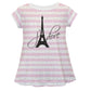 J Adore Eiffel Tower White and Pink Stripes Short Sleeve Laurie Top