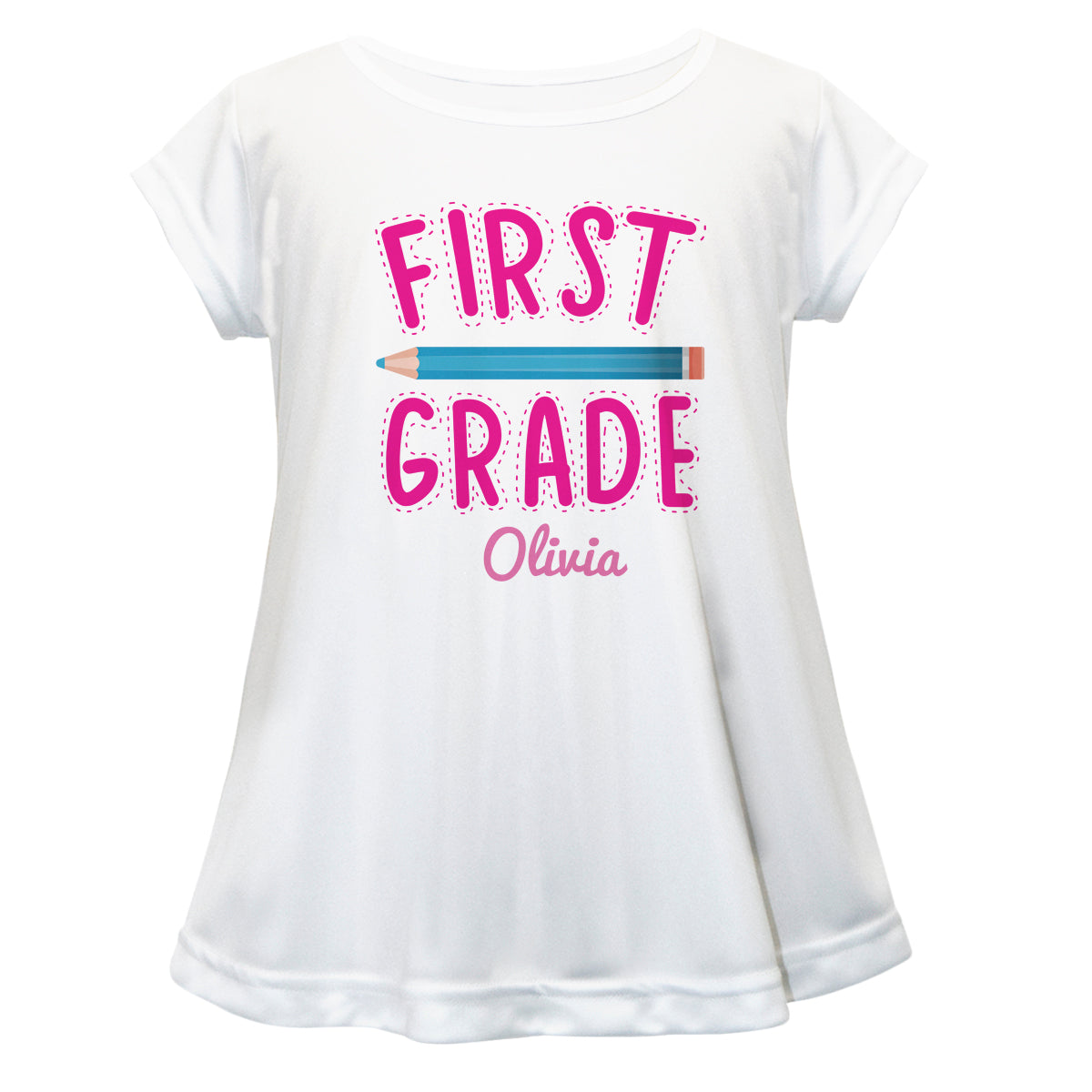 Pencil Your Grade Name White Short Sleeve Laurie Top