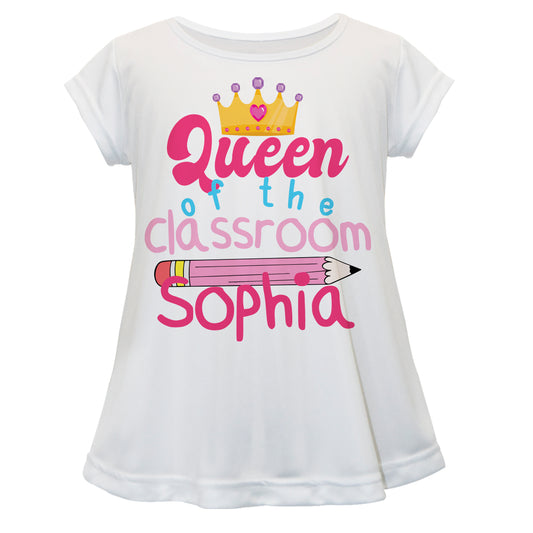 Queen Of The Classroom Personalized Name White Short Sleeve Laurie Top