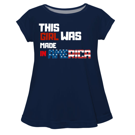 This Girl Was Made In America Navy Short Sleeve Laurie Top