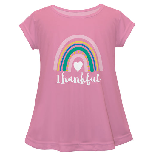 Thankful Rainbow Heart Pink Short Sleeve Laurie Top
