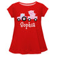 Tractor and Pig Personalized Name Red Short Sleeve Laurie Top