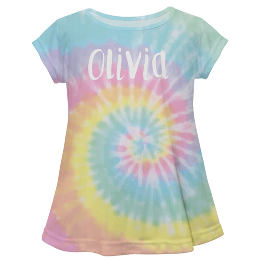 Personalized Name Colors Tie Dye Short Sleeve Laurie Top