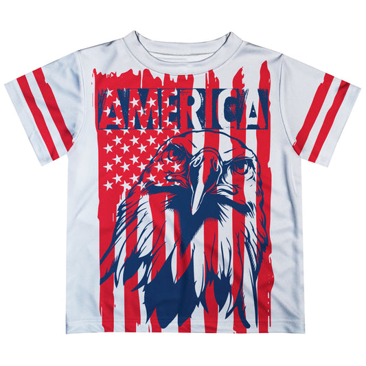 America Red White and Blue Short Sleeve Tee Shirt