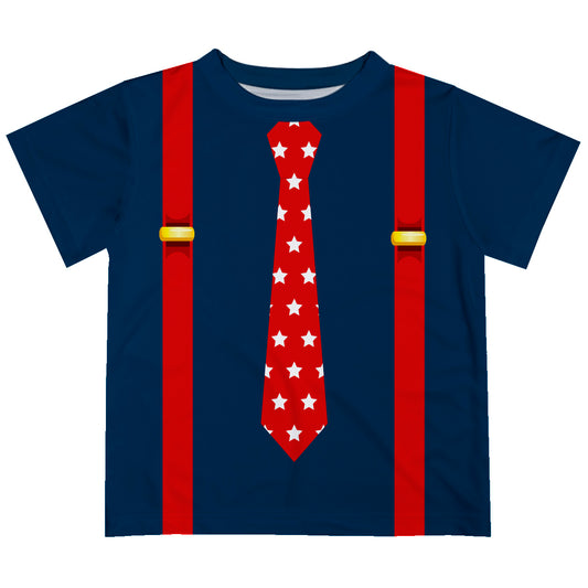 Tie and Suspender Navy Short Sleeve Tee Shirt