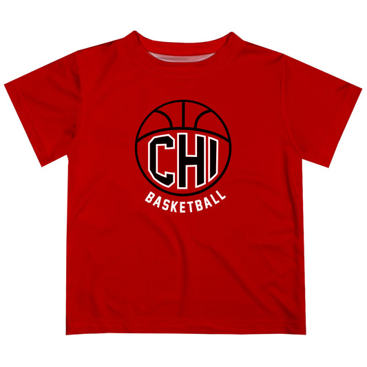 Basketball Chicago Red Short Sleeve Boys Tee Shirt