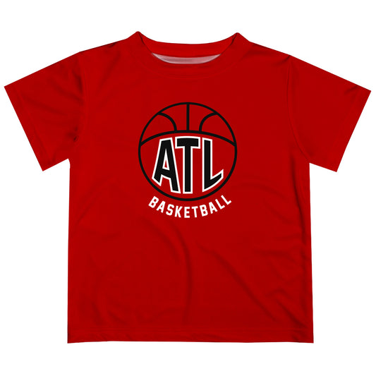 Basketball Atlanta Red Short Sleeve Boys Tee Shirt