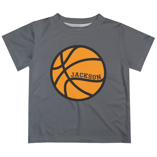 Basketball Name Gray Short Sleeve Tee Shirt