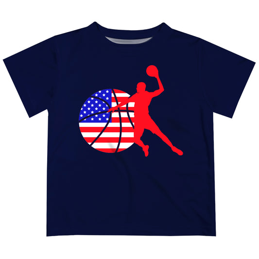 Basketball USA Navy Short Sleeve Boys Tee Shirt