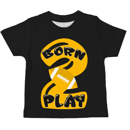 Born 2 Play Black and Yellow Short Sleeve Boys Tee Shirt