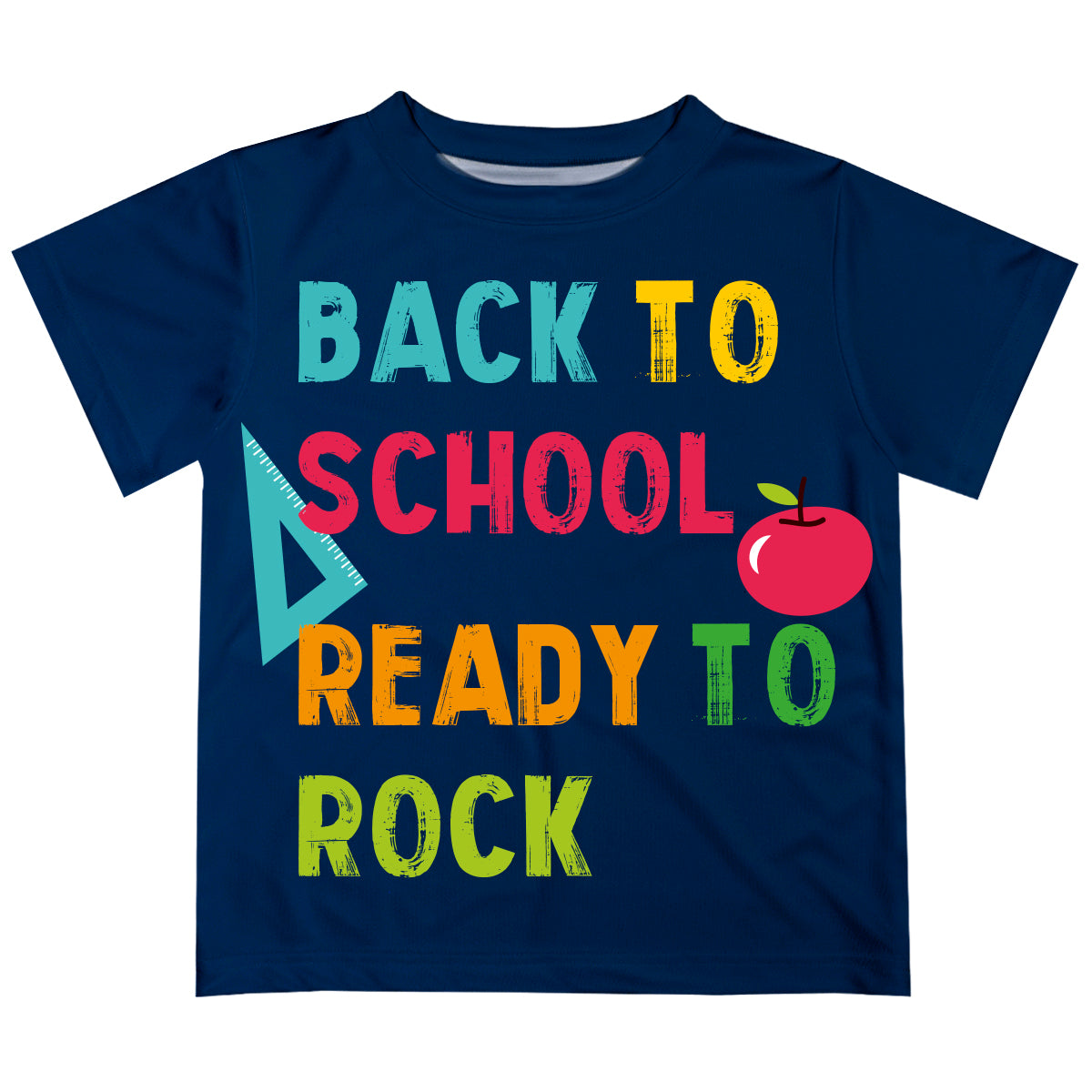 Back To School Ready To Rock Navy Short Sleeve Tee Shirt