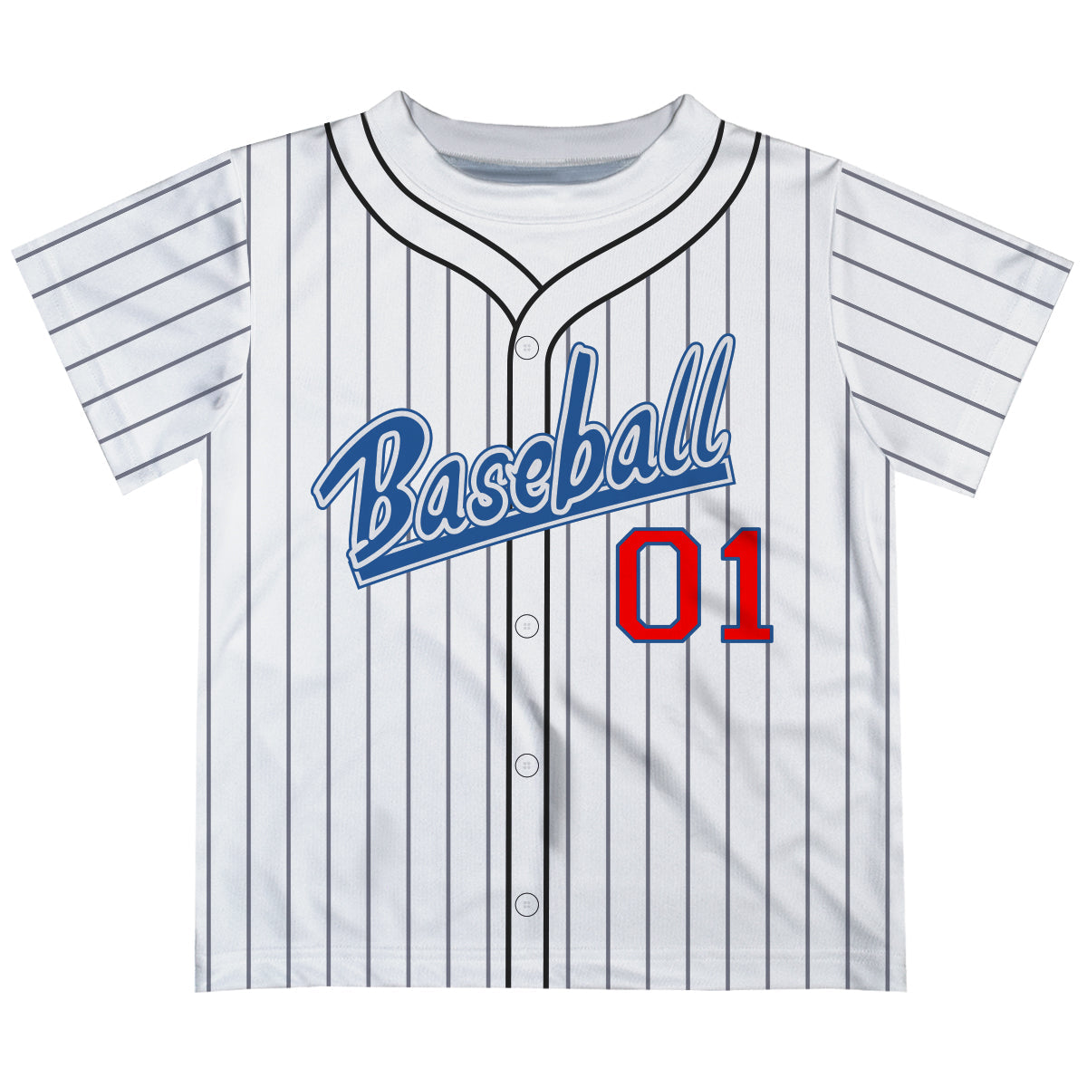 Baseball Personalized Name and Number White Gray Stripes Short Sleeve Tee Shirt