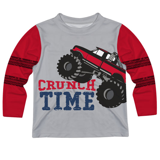 Crunch Time Gray and Red Long Sleeve Tee Shirt