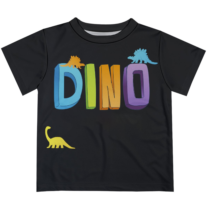Dino Name Black Short Sleeve Tee Shirt - Wimziy&Co.