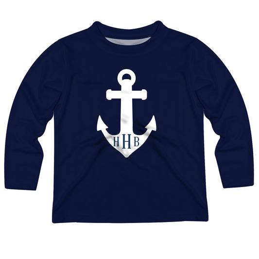 Anchor Monogram Navy Long Sleeve Tee Shirt - Wimziy&Co.