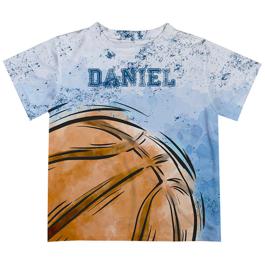 Basketball Name Light Blue Degrade Short Sleeve Tee Shirt