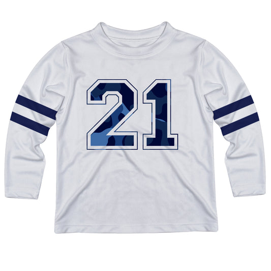 Personalized Name and Number White Stripes Long Sleeve Tee Shirt