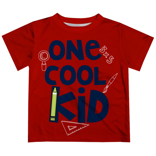 One Cool Kid Red Short Sleeve Boys Tee Shirt