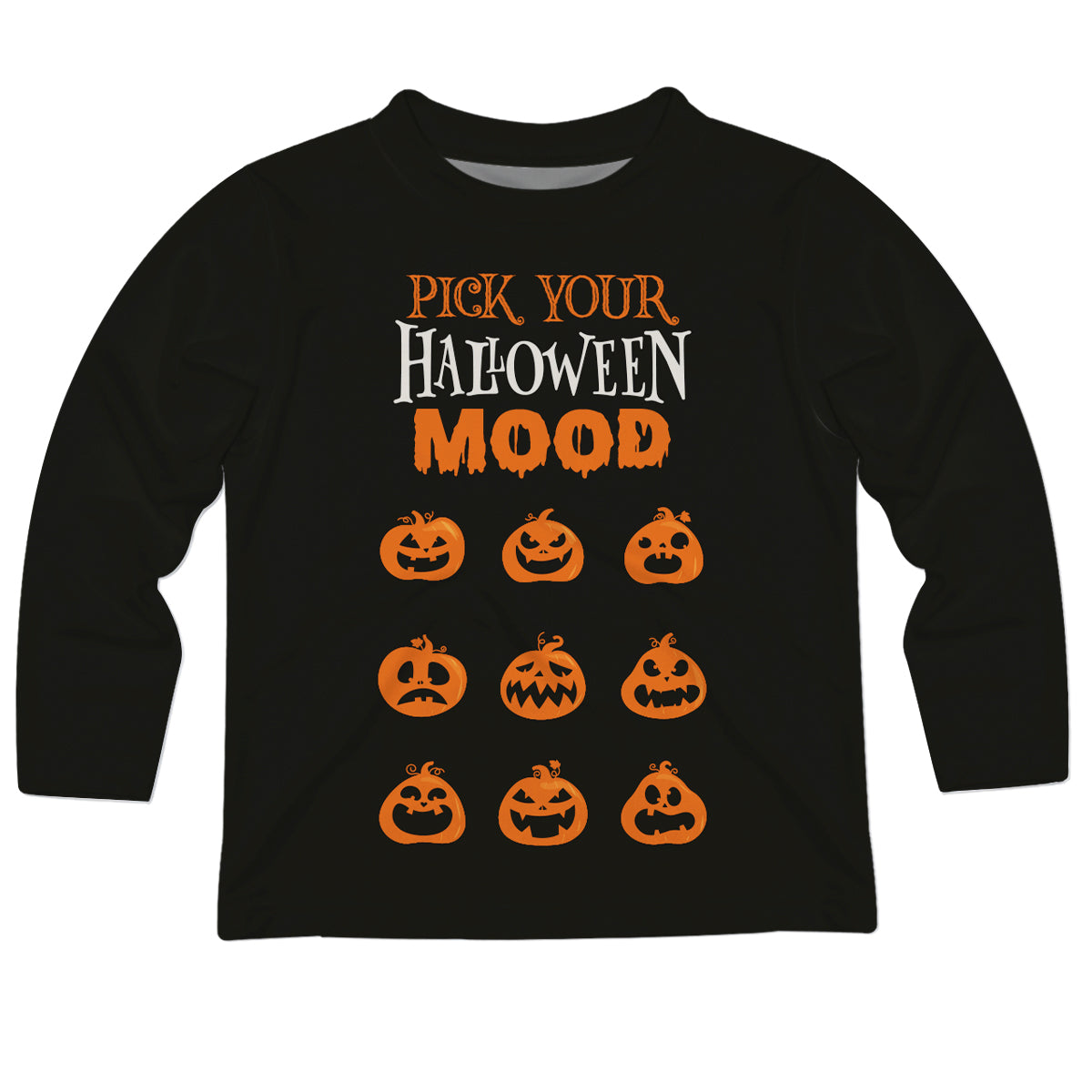 Pick Your Halloween Mood Black Long Sleeve Tee Shirt