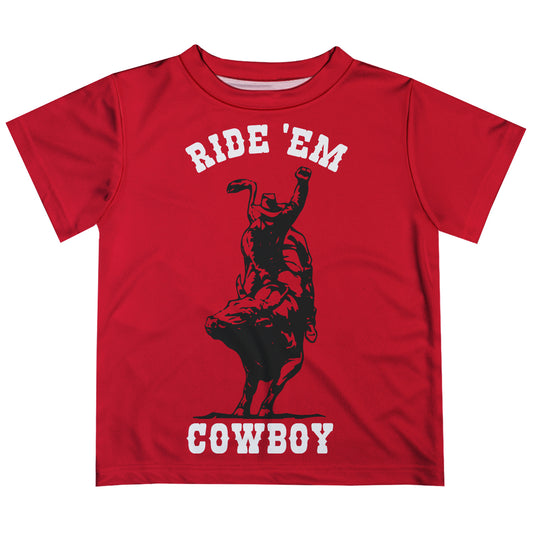 Ride Em Cowboy Red Short Sleeve Tee Shirt - Wimziy&Co.