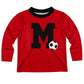 Soccer Ball Initial and Name Red Long Sleeve Tee Shirt - Wimziy&Co.