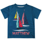 Sailboats Name Blue Short Sleeve Tee Shirt