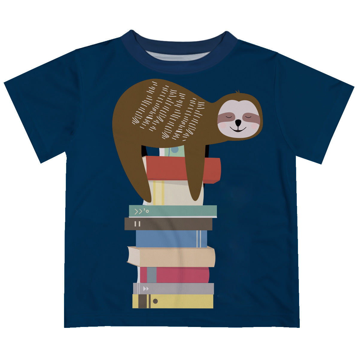 Sloth And Books Name Navy Short Sleeve Tee Shirt - Wimziy&Co.