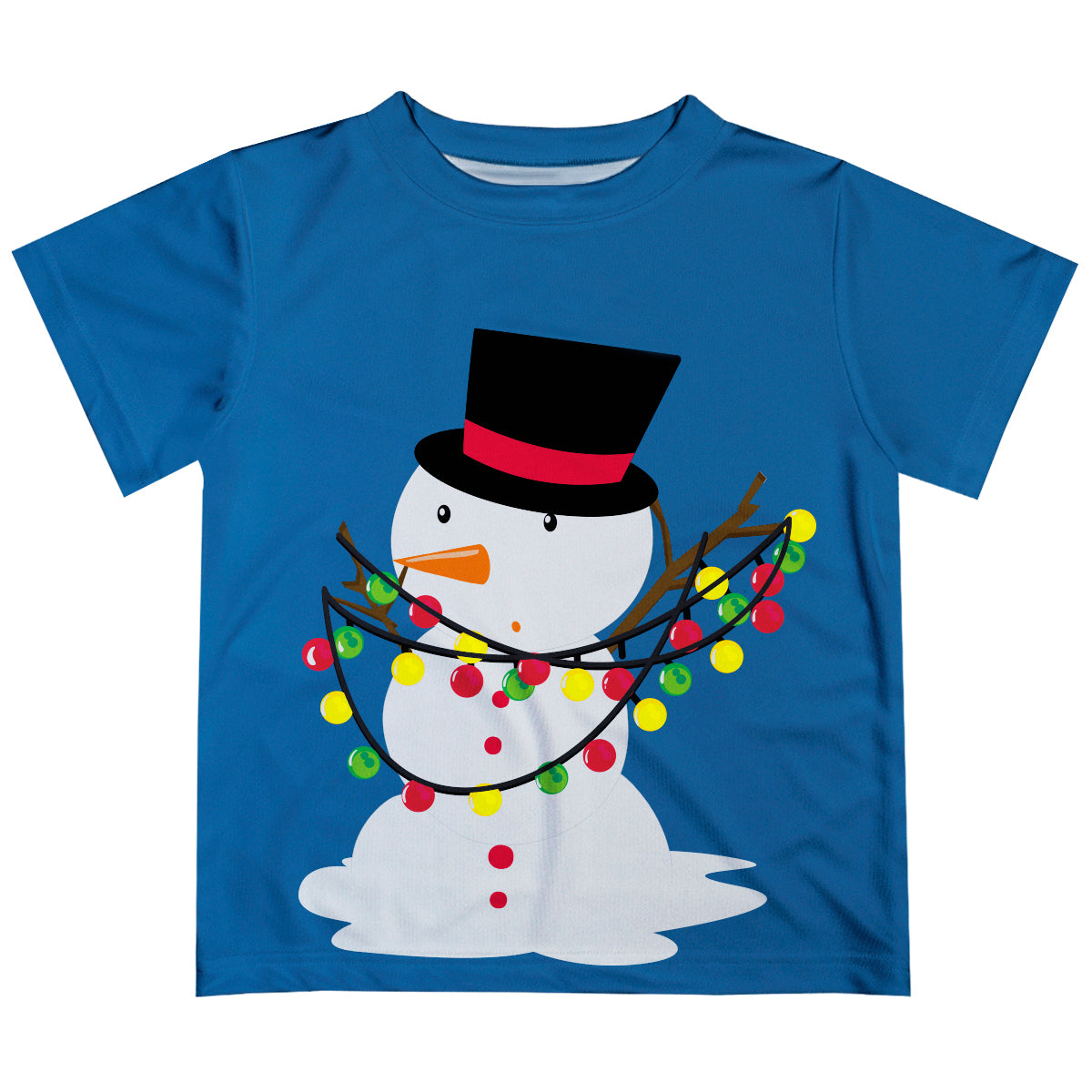 Blue short sleeve tee shirt with snowman and name - Wimziy&Co.