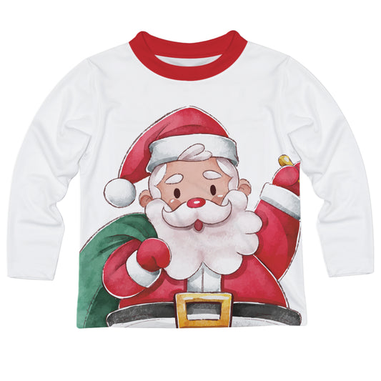 Santas Face White Long Sleeve Tee Shirt