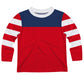 Stripe White Navy and Red Long Sleeve Tee Shirt