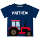 Tractor Personalized Name Navy Short Sleeve Tee Shirt