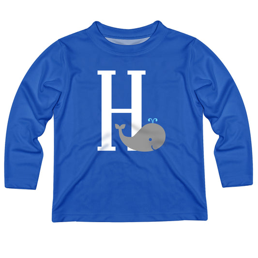 Whale Personalized Initial Royal Long Sleeve Tee Shirt