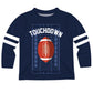 Touch Down Name Navy and White Stripes Long Sleeve Tee Shirt