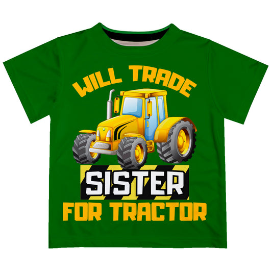 Will Trade Sister For Tractor Green Short Sleeve Tee Shirt