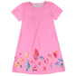 Butterflies Floral Pink Short Sleeve A Line Dress