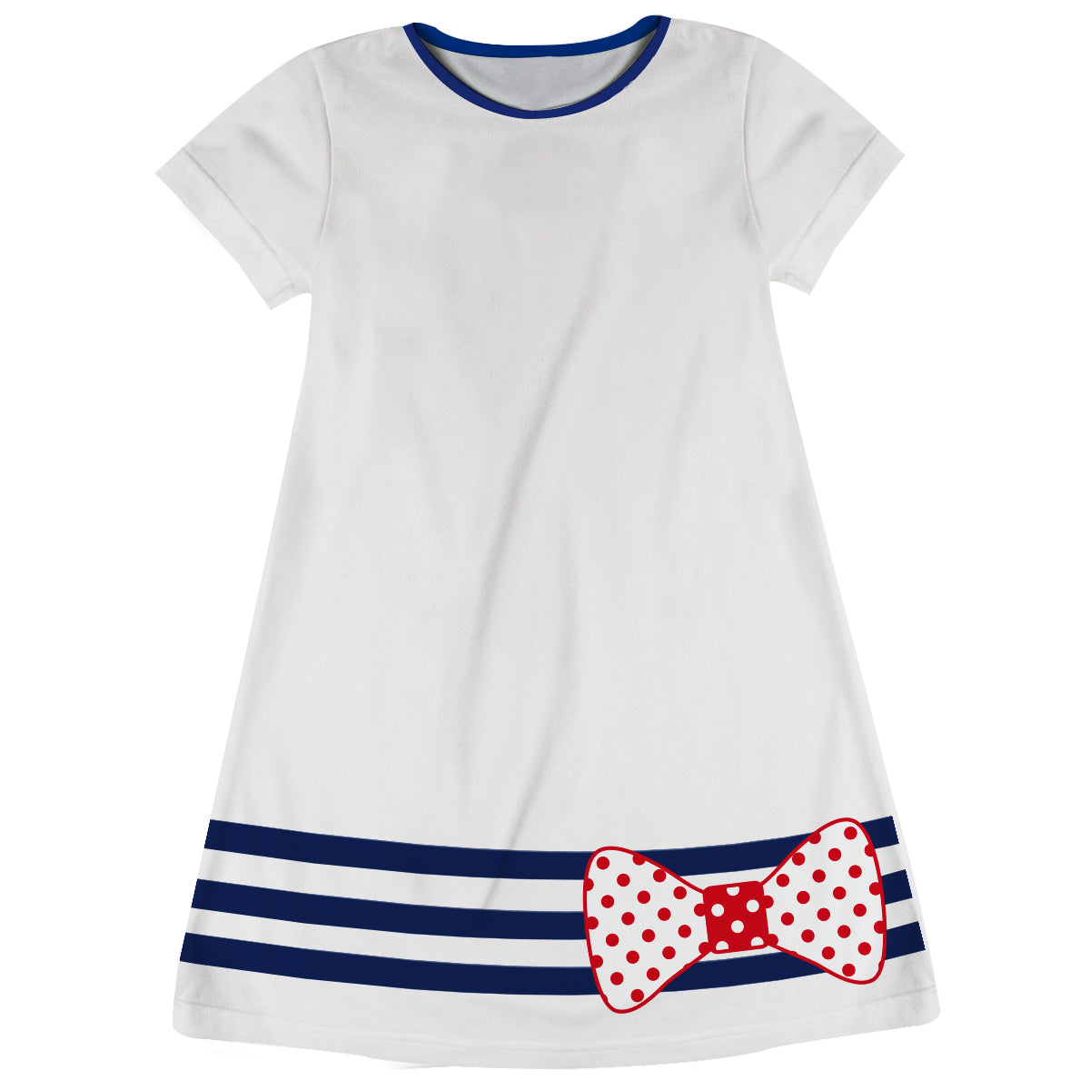 Bow Name White Short Sleeve A Line Dress - Wimziy&Co.