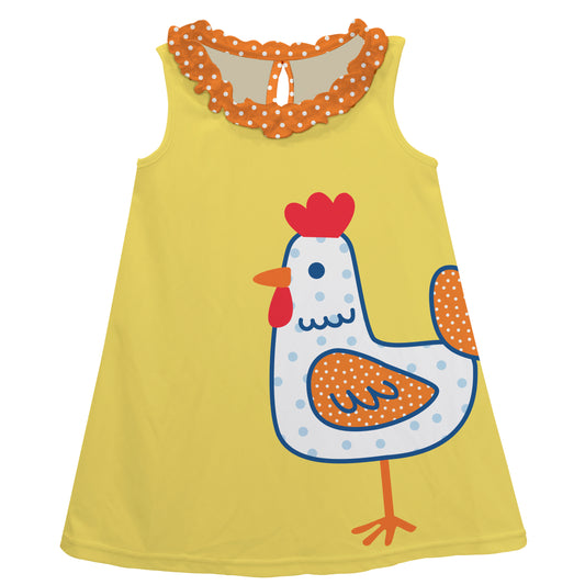 Chicken Yellow and Orange A Line Dress