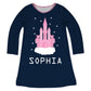 Castle Personalized Name Navy Long Sleeve A Line Dress - Wimziy&Co.