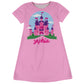 Castle of Hearts and Personalized Name Pink Short Sleeve A Line Dress - Wimziy&Co.