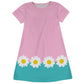 Daisy Monogram Turquoise and Pink Short Sleeve A Line Dress - Wimziy&Co.
