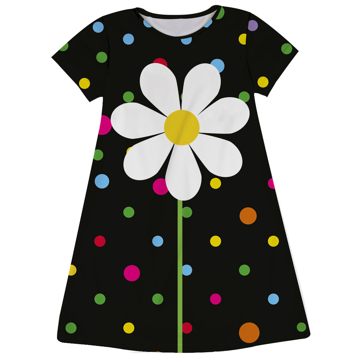 Flower Name Black Short Sleeve A Line Dress - Wimziy&Co.