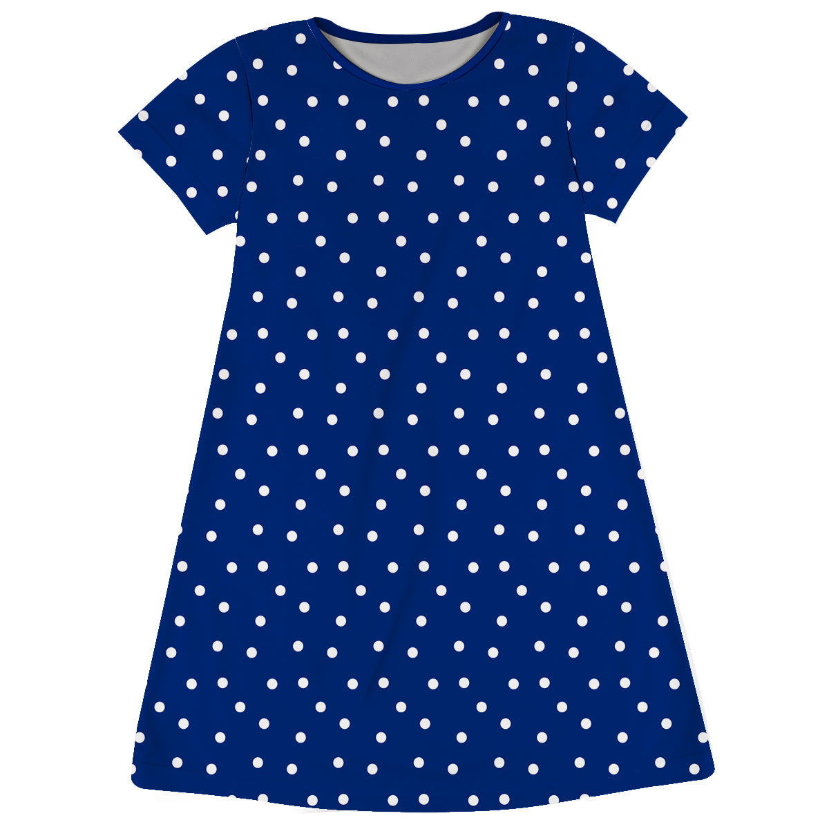 Polka Dots Print Blue Short Sleeve A Line Dress