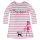 So Magnifique White and Pink Stripes Long Sleeve A Line Dress