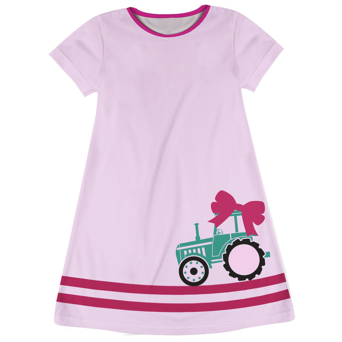 Bow Tractor Monogram Light Pink Short Sleeve A Line Dress - Wimziy&Co.
