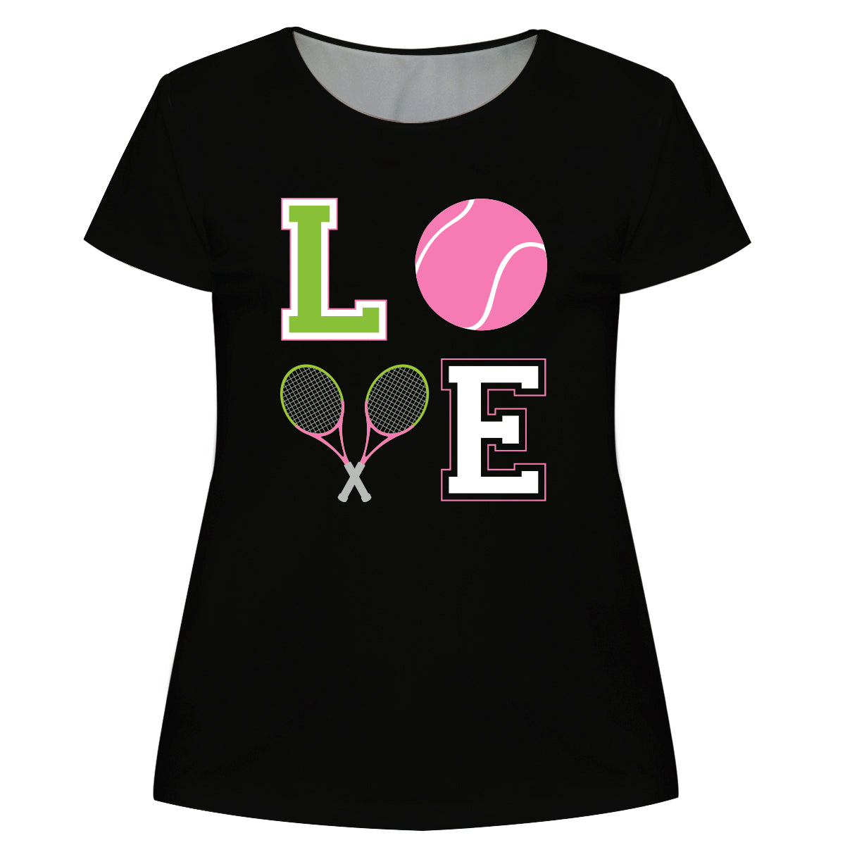Love Tennis Black Short Sleeve Tee Shirt - Wimziy&Co.
