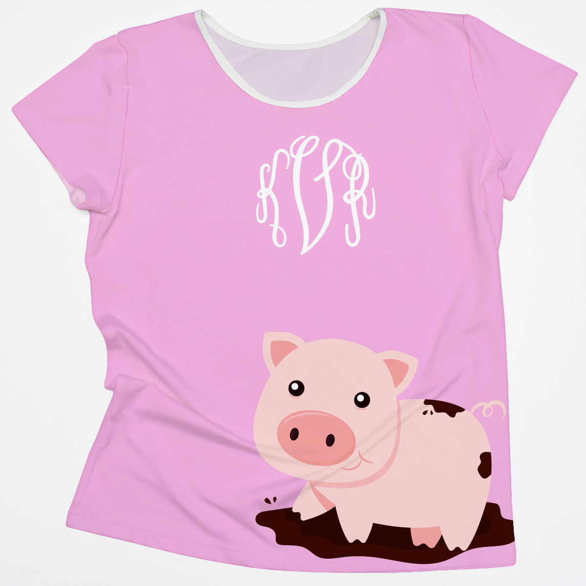 Pig Personalized Monogram Pink Short Sleeve Tee Shirt